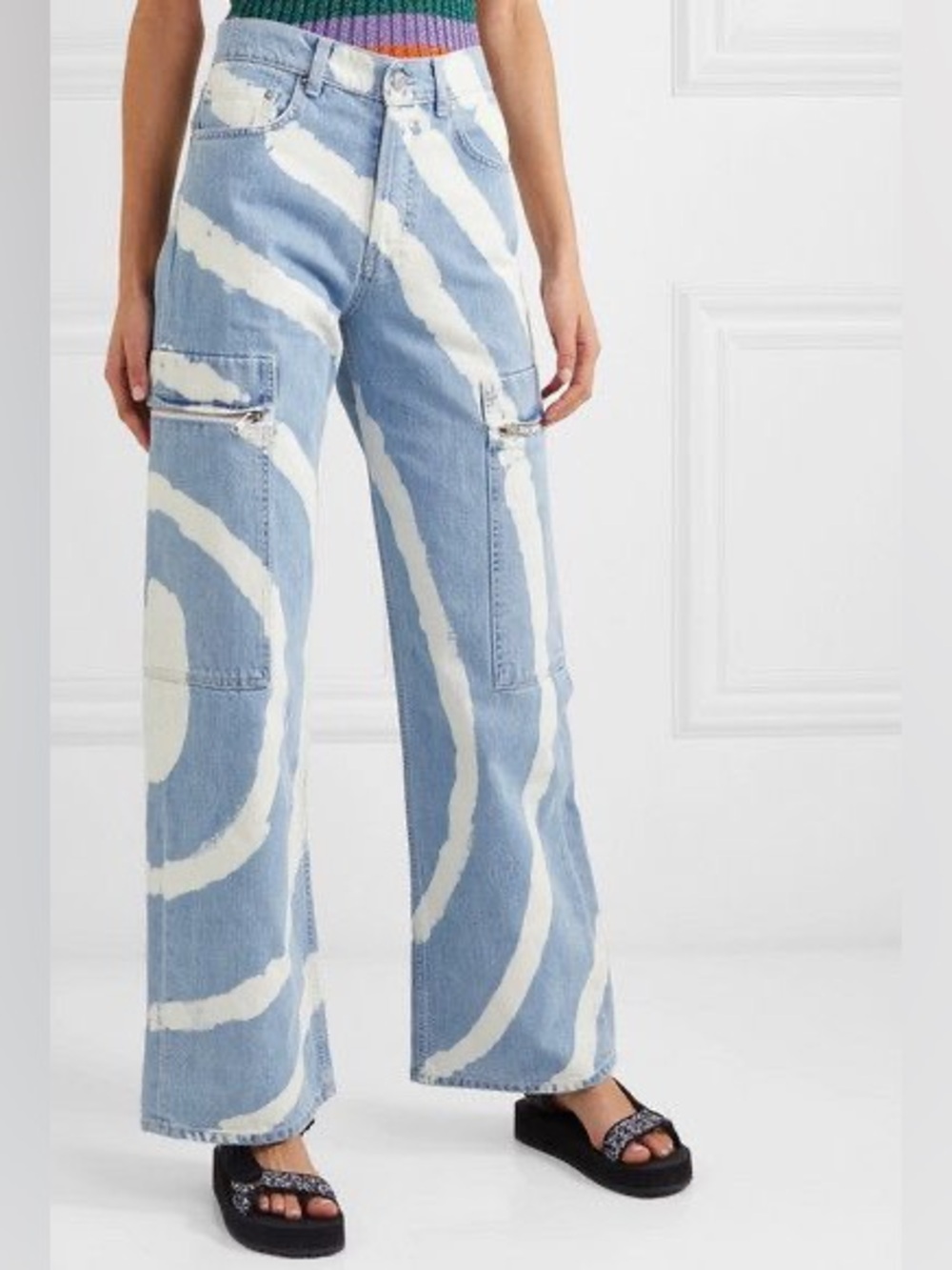 Ganni Blackstone Spiral-Bleached Cargo Jeans Jeans 26